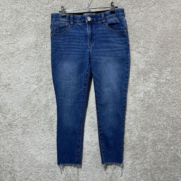 Wit & Wisdom Ab Solution Jeans Women's 4P Blue Denim Fray Ankle Stretch Mid Rise - Picture 1 of 10